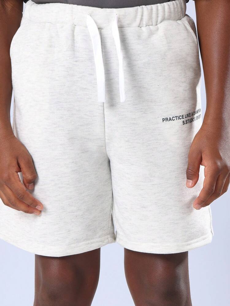 Oversized Number Graphic T-Shirt With Drawstring Shorts Set