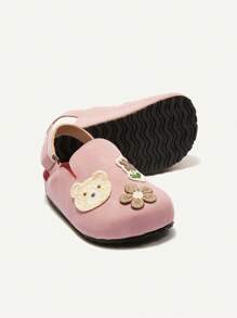 Cozy Pixies 可爱熊和蝴蝶结公主平底凉鞋，适合幼儿女孩，时尚百搭，适合春夏季 - 粉色 - 查看 4