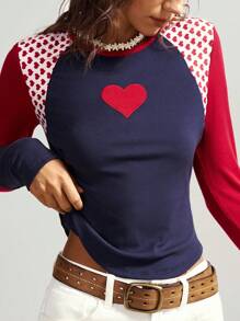 Bohemela Autumn/Winter Boho Casual Knit Patchwork Slim Fit Round Neck Long Sleeve Women T-Shirt,Fall Tops