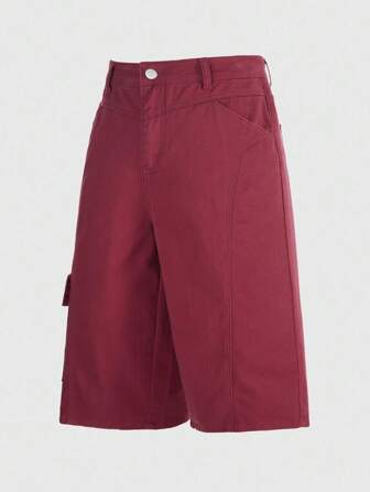 Street Life Pantaloncini di jeans larghi e casual da uomo con collo solido e tasche slanciate, per l'estate