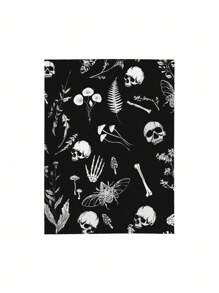 ROMWE Kawaii 1pc One Flannel Printed Throw Blanket In A Dark Style. It Is Soft And Comfortable, Featuring A Skull Print Pattern. It Can Be Used As A Bed Cover, Sofa Cover, Outdoor Throw Blanket, Bedroom Blanket, Office Blanket, Or Student Blanket. It Also Creates A Festive Atmosphere And Makes A Great Festival Gift. - Multicolor - View 4