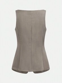 Girlism 青少年女士常规款带口袋涤纶无袖格子套装灰色套装商务套装全套女士商务装