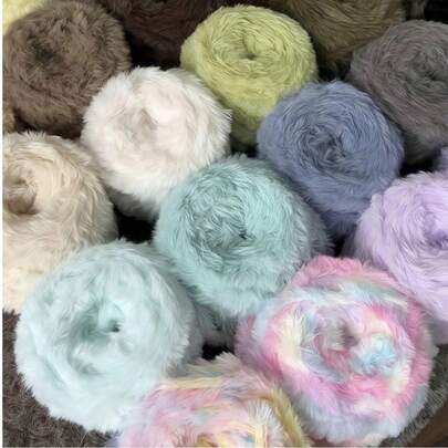 1 件 100 克钩针纱线羊毛纱线粗羊毛仿貂毛花式纱线粗羊毛手工编织纱线柔软纱线 DIY 钩针编织纱线适用于衣服、帽子、围巾、毛毯舒适蓬松毛皮纱线、毛绒纱线手工钩针爱好者、母亲节礼物、生日装饰