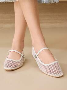 MOTF PREMIUM COMFORTABLE MINIMALIST MARY JANE FLAT SHOES, VERSATILE FOR COMMUTING - White - View 9