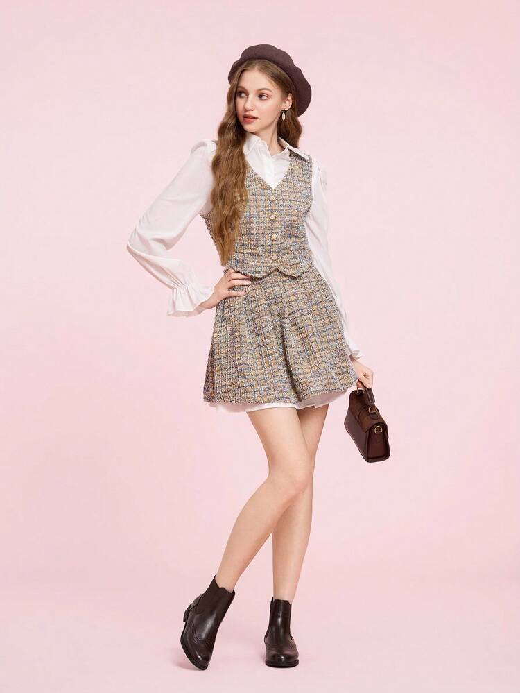 CUCCOO DOLLMOD Round Toe Elastic Slip-On Fashion English Style Flat Women's Boots, Coffee Color Dress Boots, Round Toe Platform Women Ankle Boots, Short Booties For Christmas Spring Shoes