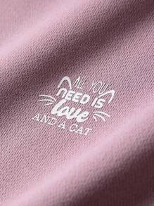 JNSQ Conjunto de ropa para niña de vuelta al colegio, conjunto informal de camiseta y pantalones cortos para exteriores, conjunto de camiseta holgada con estampado gráfico de letras divertidas de cuello redondo y capucha y pantalones cortos, otoño - Púrpura malva - Ver 6