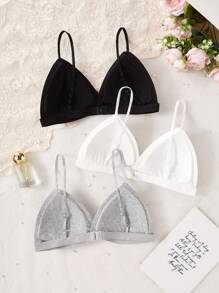 French Triangle Cup Wireless Bra, Adjustable Strap, Backless Design, Suitable For Teen Girl Bras Back To School Fashion