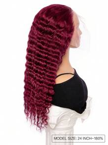 勃艮第蕾丝前假发真人发丝 180 密度深波浪假发 13*6 透明蕾丝前假发 适合女士 18-30 英寸 - SBUGA - 查看 5