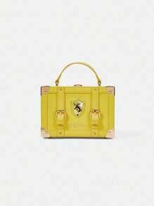 HARRY POTTER X SHEIN 女士时尚字母图案校徽贴片盒形手提包 - 黃色 - 查看 3