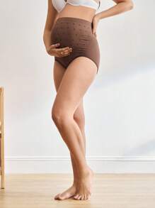 SHEIN BloomMama سراويل داخلية ل- الأمومة عالية الخصر مريحة ذات نقاط البولكا سادة