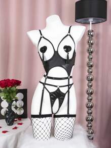 SpicyHot 6pcs Punk Series Sexy Lingerie Set Including Nipple Pasties And Fishnet