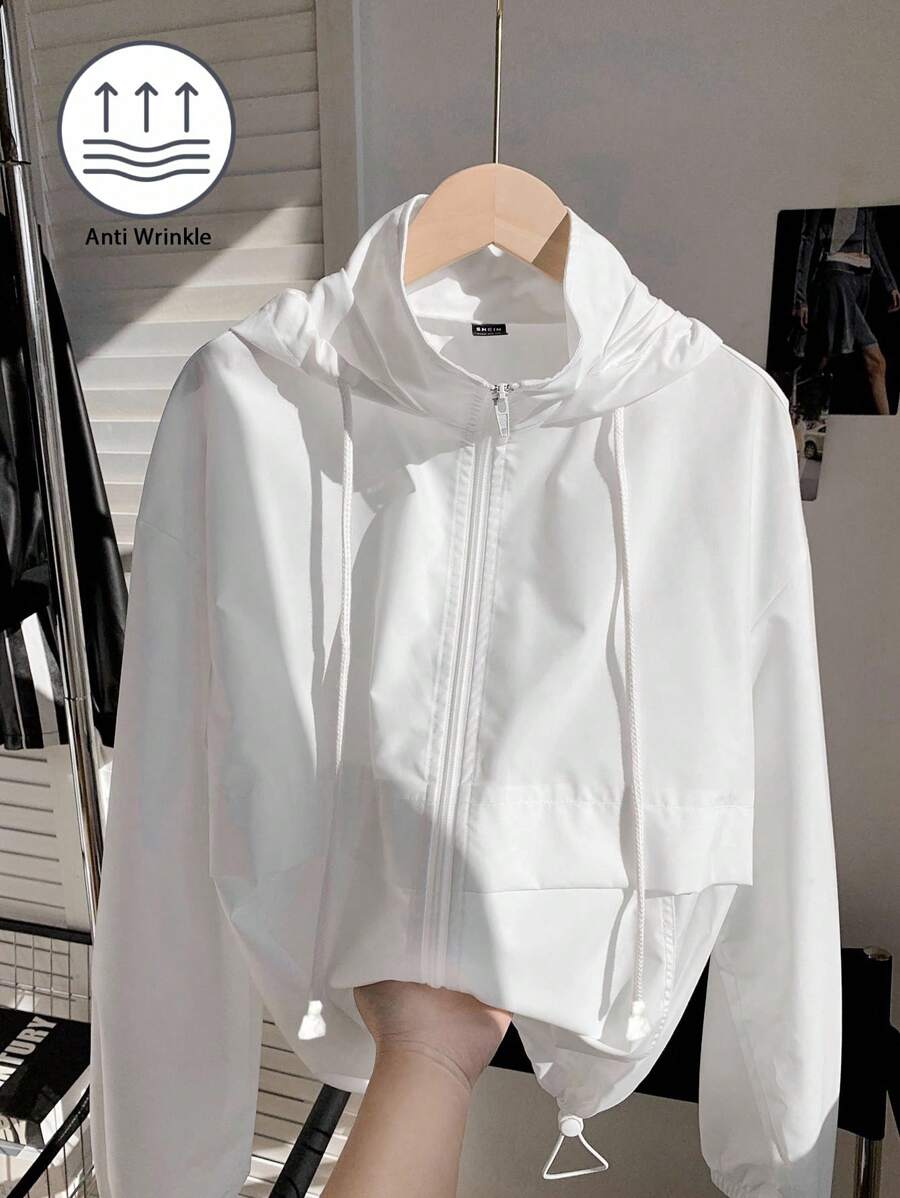 Comfortcana Áo khoác trùm đầu màu trắng đa năng thường ngày cỡ lớn - trắng - Xem 1