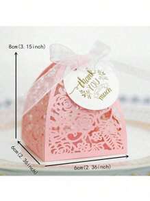 25 piezas/paquete Caja de caramelos de rosa con etiqueta de agradecimiento, caja de empaque de chocolate cortada con láser, ideal para boda, Día de San Valentín, cumpleaños, fiesta, decoración de regalo, Navidad, decoraciones, suministros