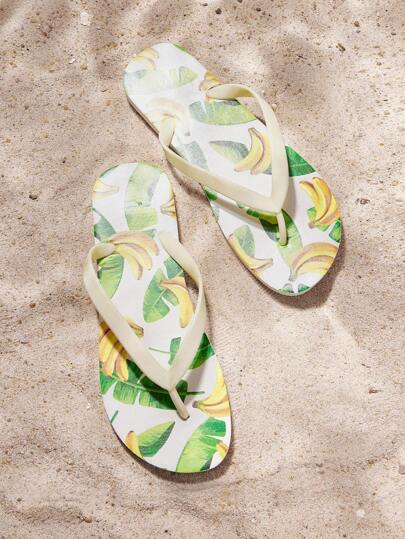 Chanclas de playa con estampado floral casual para mujer