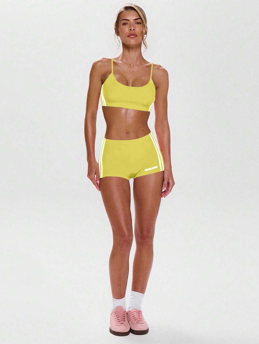 Musera Sport Low Rise Micro Mini Shorts Active Workout Gympadel, Tennis, Pickleball Fitness - Yellow - View 1