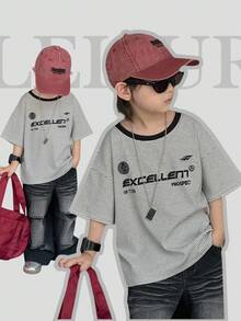 Dazy Kids Toddler Boys' Casual Loose T-Shirt, Letter Print - Grey - View 3