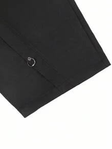 PAVTROS Manfinity Streetrush 男士黑色长裤，小众金属环拼接设计筒腿宽松休闲裤，黑色宽松男士哥特裤，男士Tripp裤，Emo裤，Y2K男士长裤，男友礼物，街头男装，秋季款 - 黑色 - 查看 6