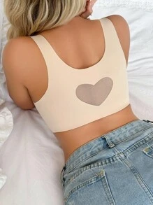 New Plus Size Sleeveless Wireless Breathable Seamless Bralette, Anti-Sag - Apricot - View 8