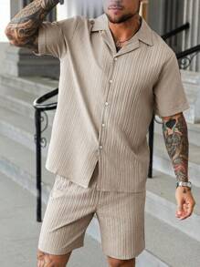 Manfinity Homme Men's Mature Vacation Casual Shirt Set And Shorts