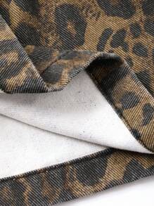 Livesso 女士豹纹宽松牛仔短裤，夏季 - 棕色 - 查看 7