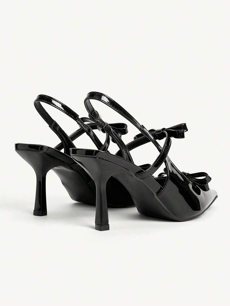 CUCCOO CHICEST 女性用 尖った つま先 パンプス ダブルリボン カットアウトデザイン、エレガントな艶やかな特許革 ハイヒール、通勤、午後のお茶会、デート用に ロマンチックでスタイリッシュ ワインレッド