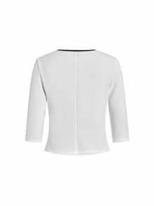 Ellevyn 女士优雅蕾丝拼布吊带背心连衣裙和开衫两件套，适合日常穿着和多种场合，秋季 - 藍白色 - 查看 5