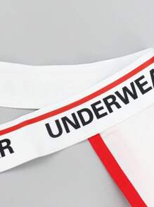SHEIN DrisQ 男士撞色字母印花性感比基尼内裤 - 白色 - 查看 7