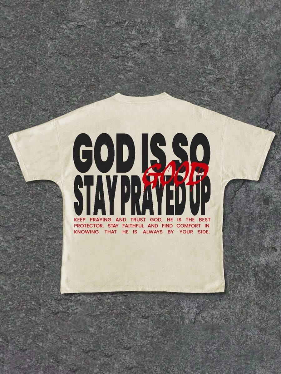 SHEIN Camiseta de manga corta y cuello redondo informal con gráfico de letra para niños preadolescentes, adecuada para el verano - Multicolor - Ver 1