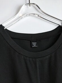 SHEIN Clasi 女士纯色梭织无袖系腰短款上衣，优雅夏季背心 - 黑色 - 查看 3