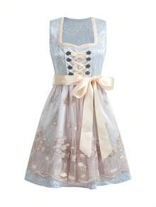 SHEIN Frenchy 女式复古刺绣网眼撞色无袖连衣裙 女式复古 V 领系带束腰连衣裙 女士撞色蕾丝短袖方领腰带全身印花甜美荷叶边下摆连衣裙 慕尼黑啤酒节紧身连衣裙 慕尼黑啤酒节连衣裙 慕尼黑啤酒节紧身连衣裙 慕尼黑啤酒节节日 女式优雅复古无袖迷你连衣裙 慕尼黑啤酒节紧身连衣裙上衣 - 粉色 - 查看 8