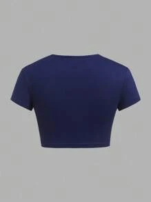 SHEIN BASICS Bộ 4 áo thun nữ cổ tròn tay ngắn màu trơn đơn giản ôm sát - Nhiều màu - Xem 10