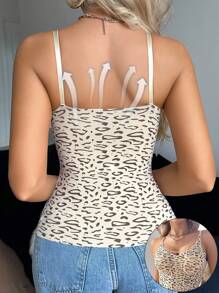 Women's Seamless Leopard Print Camisole Slip'