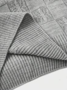 EURMUSE Men Rib Knit Geometrical Pattern Crew Neck Regular Sweater - Grey - View 6