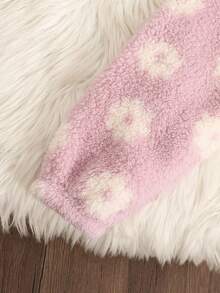 SHEIN 少女休闲双面豹纹保暖加厚泰迪绒连帽外套，带可爱3D耳朵设计，秋冬季