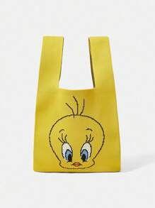LOONEY TUNES X SHEIN 女士卡通图案时尚可爱手提包 - Butter Yellow - 查看 2