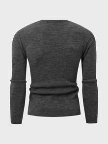 EURMUSE Men Letter Pattern Solid Casual Regular Sweater - Brown - View 2