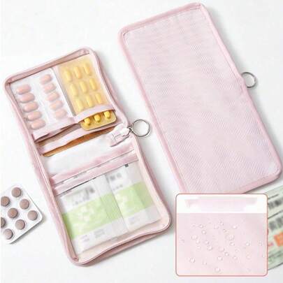 1pc Multi Functional Solid Color Fabric Small Bag, Portable First Aid Kit, Outdoor Travel Bag, Dormitory Emergency Storage Bag (Multi-Color Optional), Can Also Be Used For Organizing And Storing Small Items Such As Cosmetics And Jewelry