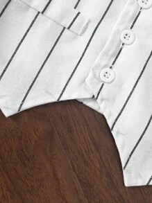 两件套女童夏季条纹V领上衣和阔腿短裤套装，女童夏季服装，女童两件套，女童夏季套装，细条纹套装，女童上衣和短裤套装，女童套装，校服上衣，女童校服，校服上衣，校服上衣 - 彩色 - 查看 4