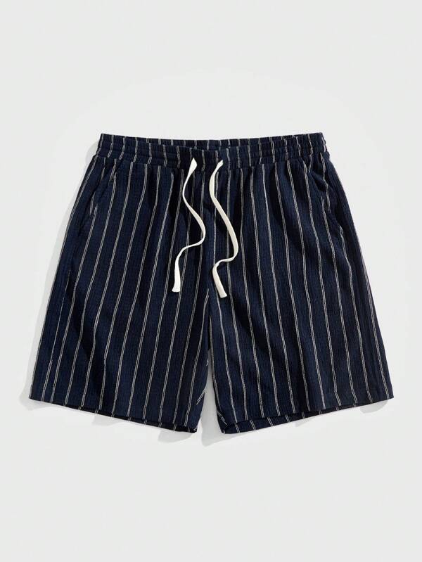 Manfinity RelaxMax Men's Striped Drawstring Waist Pocket Loose Shorts