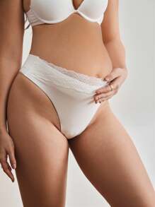 2pcs Maternity Contrast Lace Briefs Set - Multicolor - View 4
