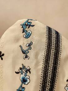 Florisole Camisa de manga linterna con bordado de flor, elegante para ir al trabajo - Amarillo - Ver 7