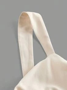 SHEIN MOD Plus Size Apricot Wrap-Style Sleeveless Jumpsuit With Belt Decoration..Romper With Belt. Short Romper. Cream Outfit Women. Dress Romper,Back To School - Apricot - View 4