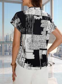 SHEIN Clasi 女式全印花蝙蝠袖衬衫、短袖上衣