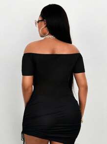 Maweii Plus Size Women's Metallic Snake Skin Asymmetric Hem Side Ruched Tie Waist Dress