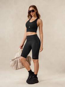 OutZeal Damskie spodenki motocyklowe z siateczki odprowadzającej pot, z kieszeniami bocznymi, czarne, modelujące brzuch, do jazdy na rowerze i na siłownię