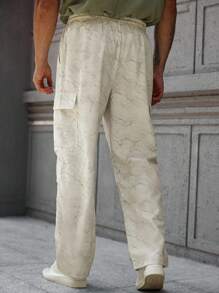 Manfinity Homme Pantalones anchos de pierna ancha con bolsillo, cintura con cordón y efecto tie-dye para hombre de talla grande - Gris Claro - Ver 2