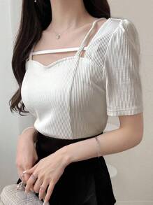 FRIFUL 女士合身T恤，适合音乐节庆典，夏季短袖上衣 - 白色 - 查看 3