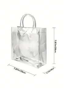 1/5/12 件透明 PVC 手提袋 - 可重复使用节日派对礼品袋，适用于万圣节、圣诞节、婚礼、生日 | 散装工艺礼品袋，带手柄 - 無色 - 查看 7