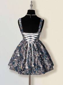 SHEIN ICON Robe camisole de mode à jacquard floral avec nœud devant et froncée