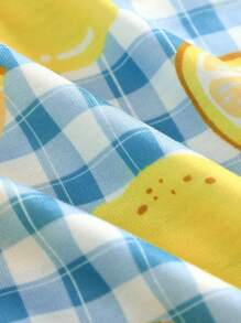 少女格子柠檬印花吊带背心 - 彩色 - 查看 4